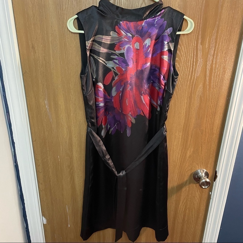 Apostrophe Black High Neck Floral Midi Dress Size 2